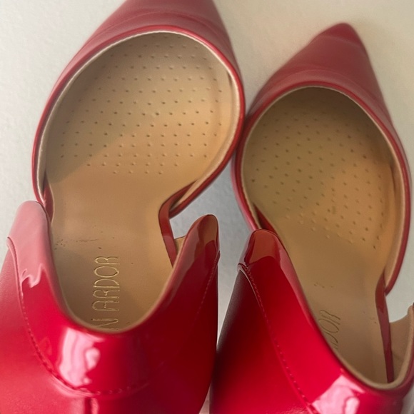 JENN ARDOR Red with Patent Leather trim Women's Pumps Low kitten Heel Pumps Sz 9 - Picture 16 of 16